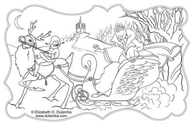 Снежная Королева в санях раскрасить