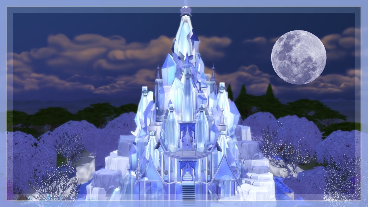 Как называется большой ледяной дворец снежной королевы. Симс 4 замок королевы. Симс 4 замок Эльзы. Хрустальный замок симс 4. Ледяной дворец симс 4.