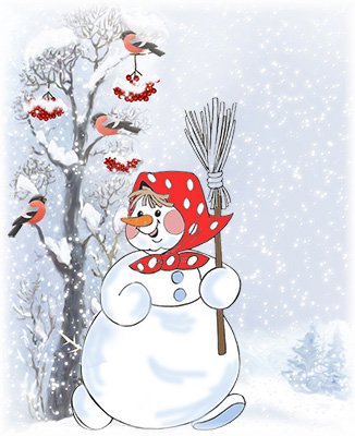 Рисование Снежная баба