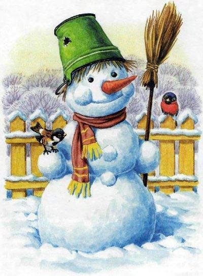 Снеговик с ведром на голове