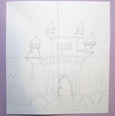 Рисование замка для детей в теплых тонах
