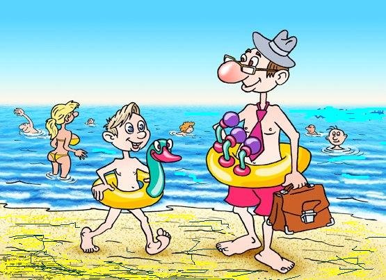 Карикатуры на отдыхающих на море