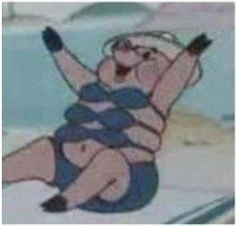 Свинья из ну погоди на пляже