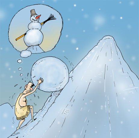 Снежный ком катится с горы