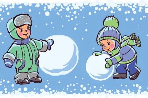 Ребята лепят снежки