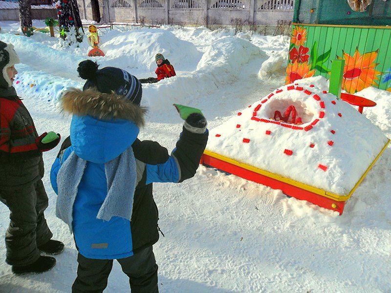 Оформление участка зимой в детском саду