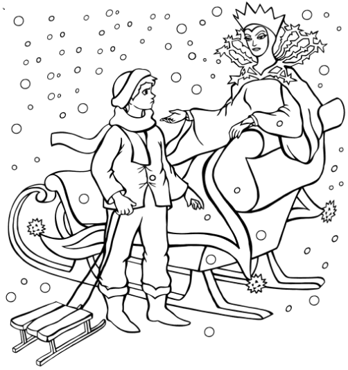 Сказка Снежная Королева раскраска Кай и Герда