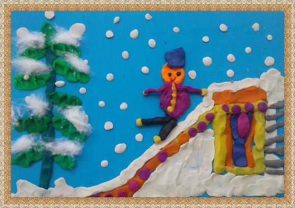 Лепим из пластилина зима