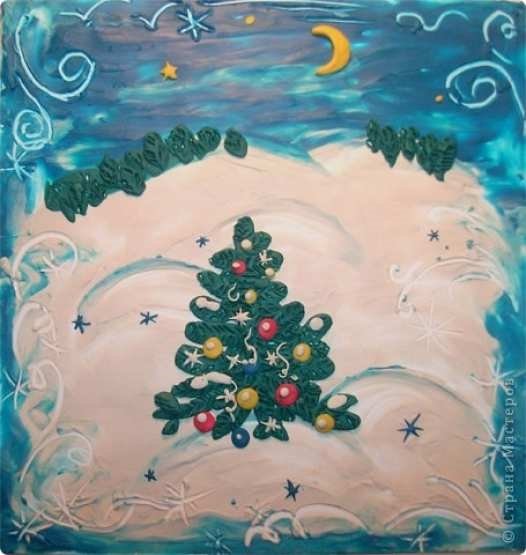 Рисование пластилином новый год