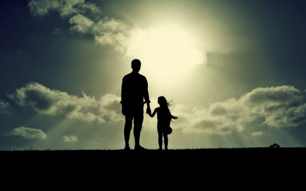 Силуэт папа с дочкой