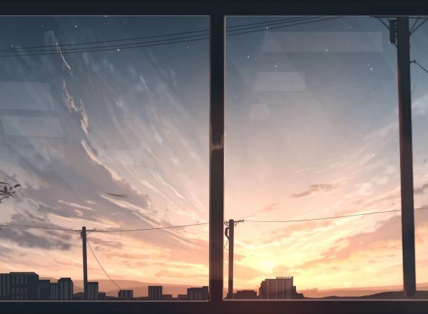 Макото Синкай рассвет Мегаполис