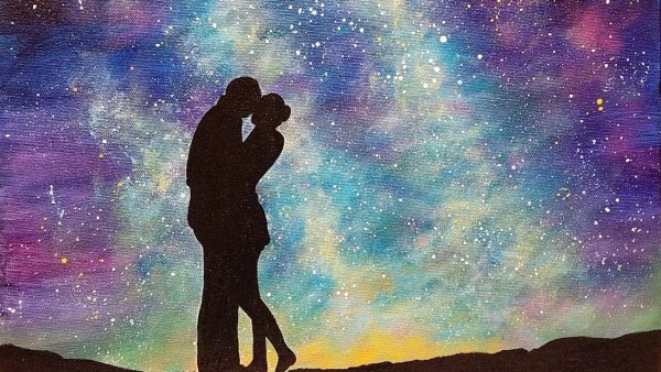 Силуэт на фоне космоса