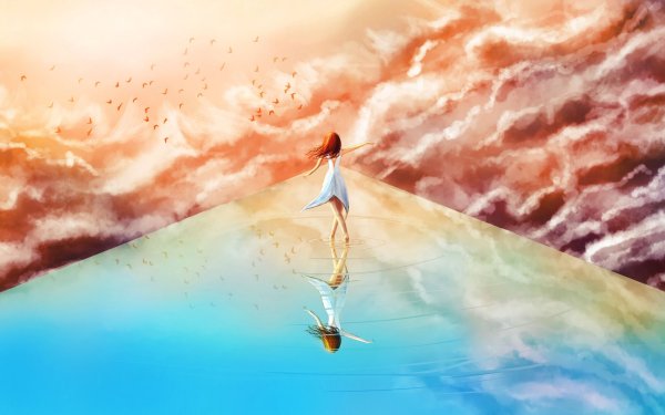 Девушка в небе арт