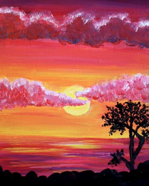 Пейзаж из гуаши