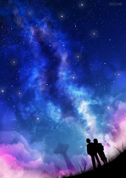 Девушка под звездным небом