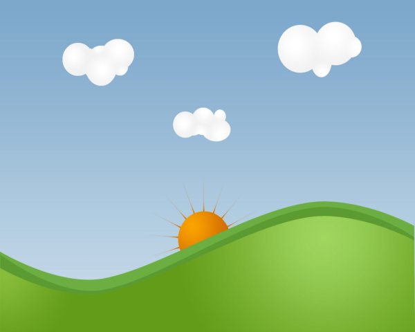 Мультяшное небо с солнцем