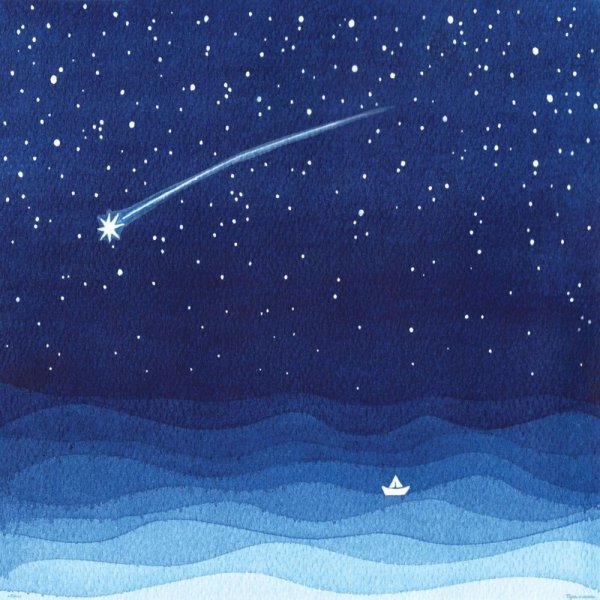 Небо звезды акварель