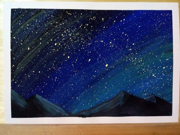 Звездное небо гуашью