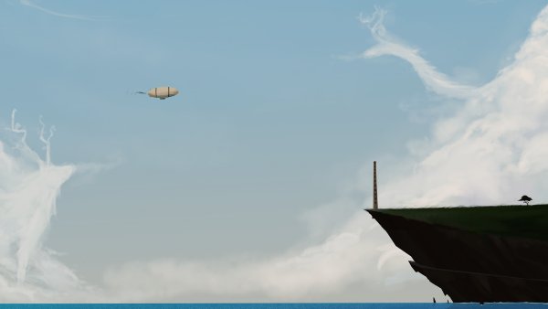 Дирижабль над морем