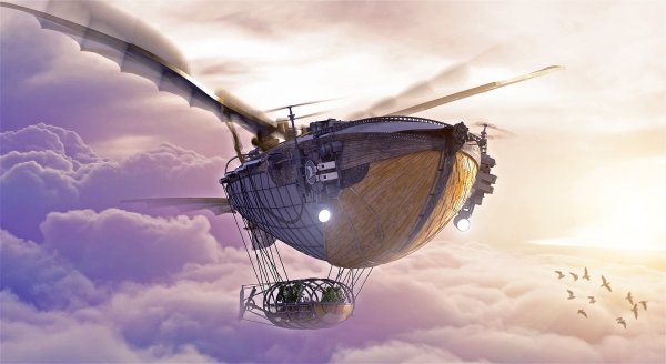 Дирижабль Цеппелин живопись