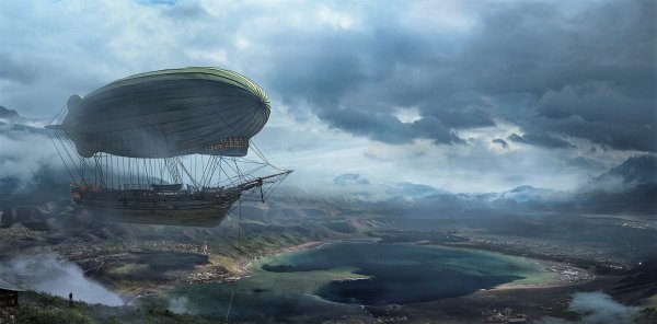 Дирижабль на закате