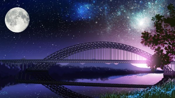 Ночные оригинальный мост рисунки