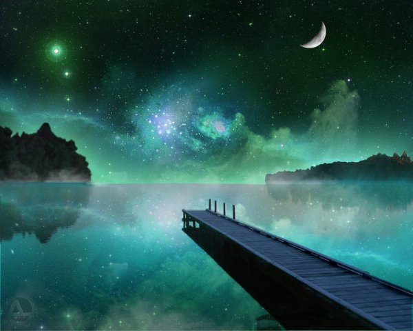 Ночное озеро фэнтези