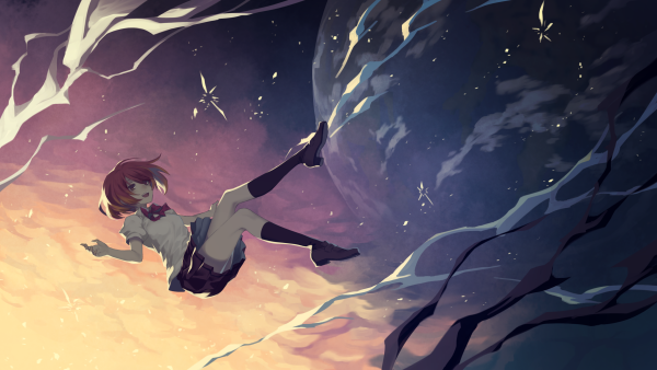 Аниме девушка падает