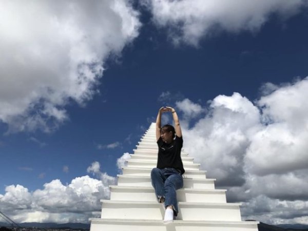 Девушка на стремянке