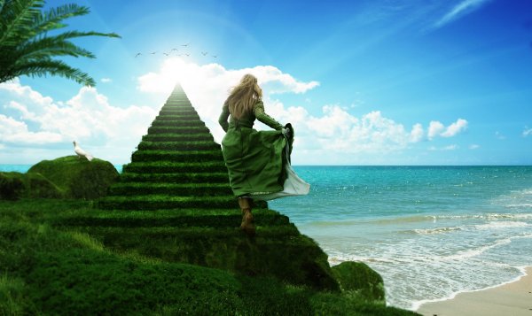 Фотосессия на стремянке в поле