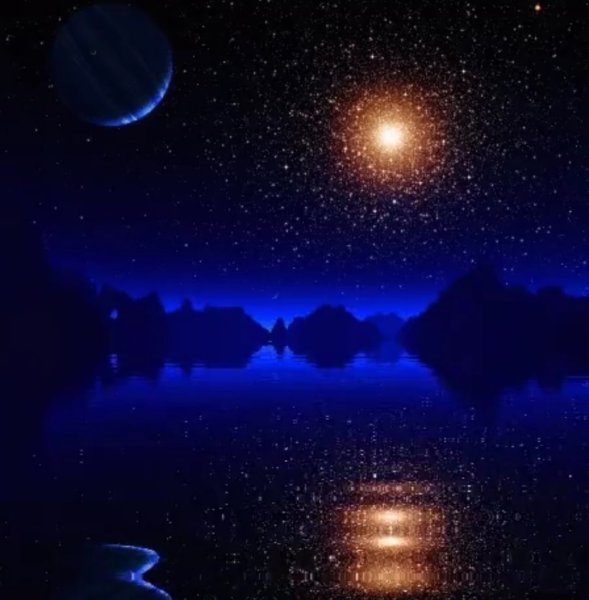 Ночь море Луна звезды