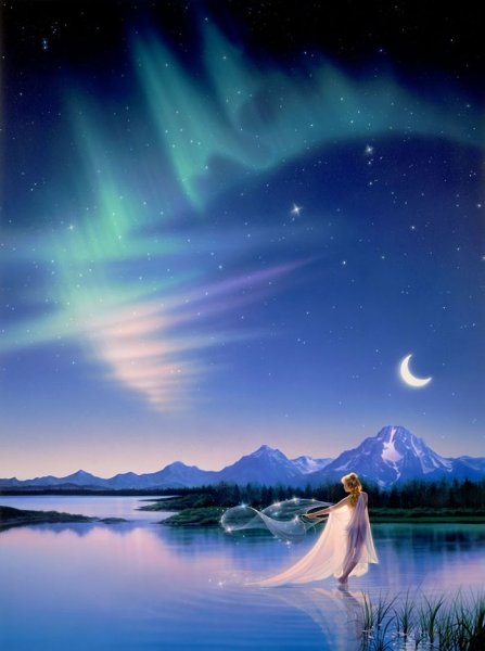 Ночь Млечный путь Северное сияние