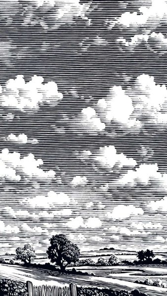 Тучи гравюра