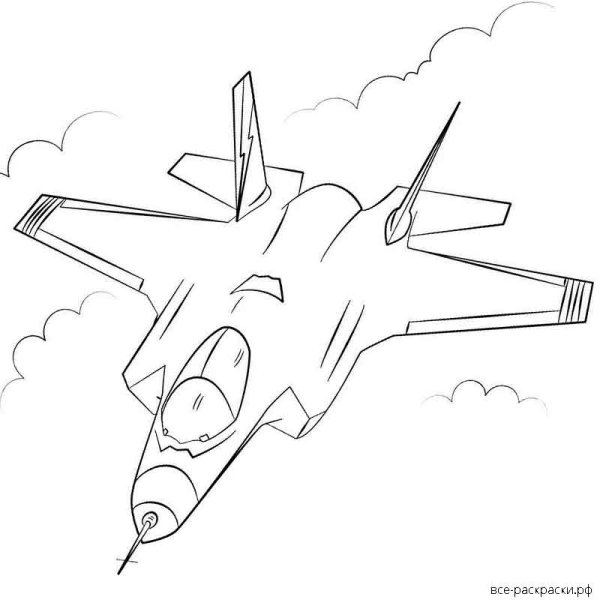 Самолет в небе раскраска