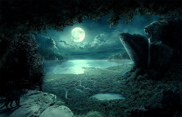 Темный силуэт с красными глазами