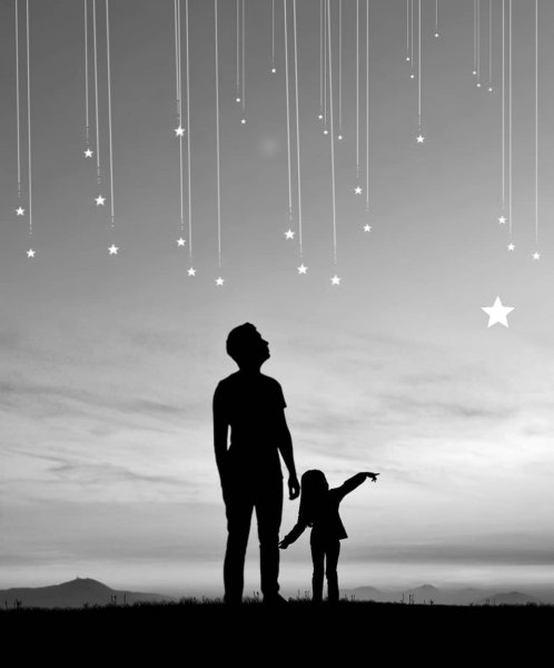 Силуэт папа с дочкой