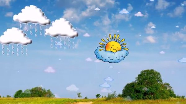 Солнышко и облака и земля