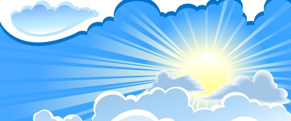 Небо с облаками и солнце детское