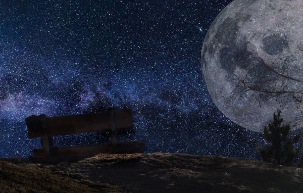 Звездное небо с луной