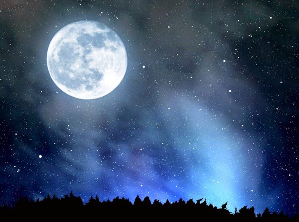 Звездное небо с луной