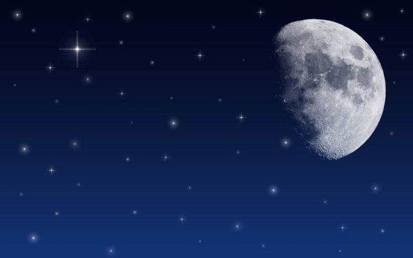 Звездное небо с луной