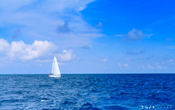 Море яхта вдали