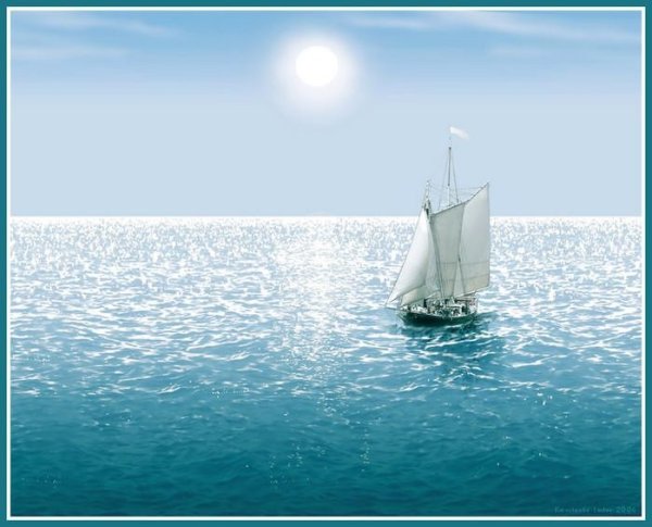 Маленький парусник в море