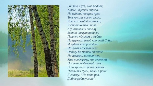 Стихотворение Сергея Есенина о родине