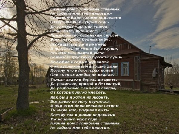 Стих Есенина низкий дом