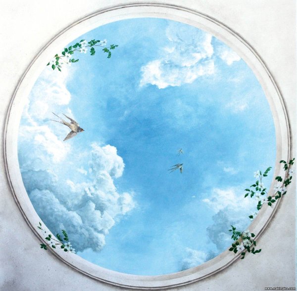 Роспись потолка небо с облаками