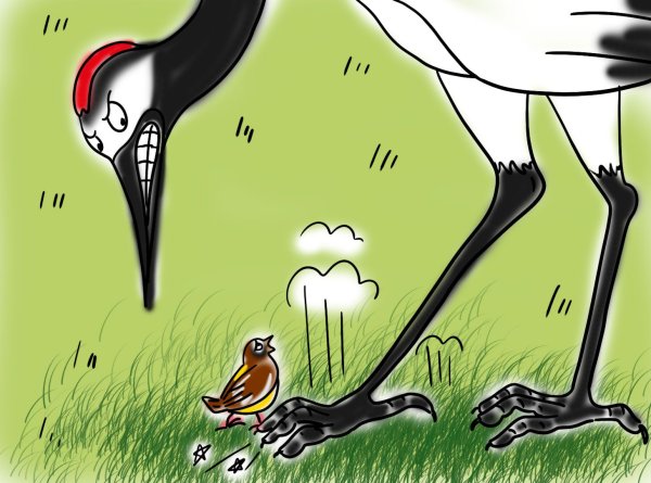 Воробей и журавль