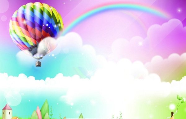 Фон с радугой и облаками