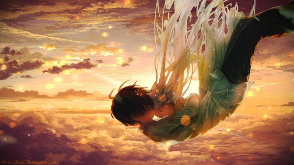 Парень и девушка падают арт