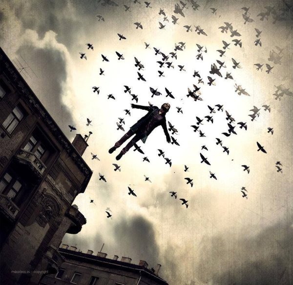 Девушка улетает на самолете